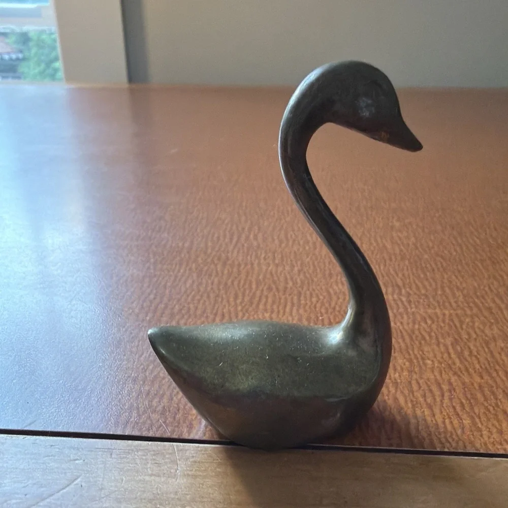 VINTAGE Solid Brass Swan 3